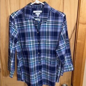 Foxcroft wrinkled free shaped 3/4 sleeve blouse